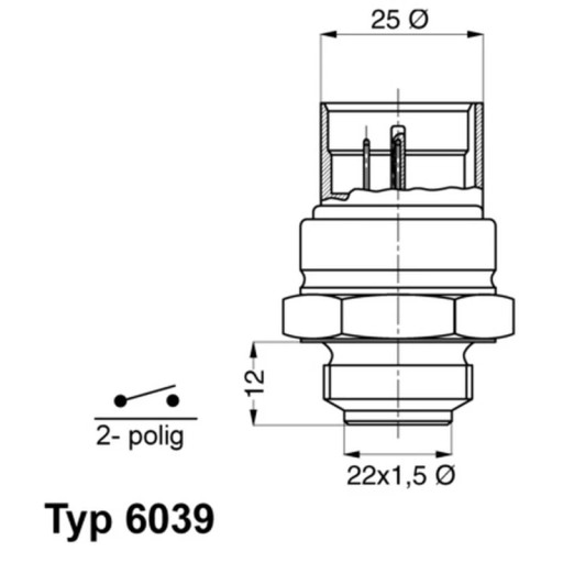 6039.95D - Тепловой переключатель, вентилятор радиатора BorgWarner (Wahler) 6039.95 D