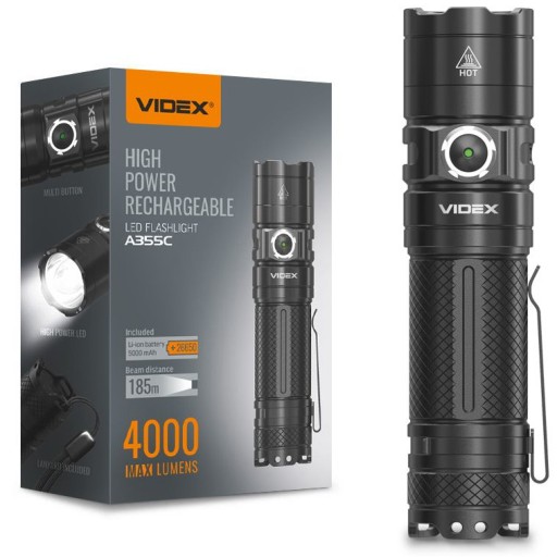Портативний світлодіодний ліхтарик VIDEX 4000LM 5000K 20W USB-C