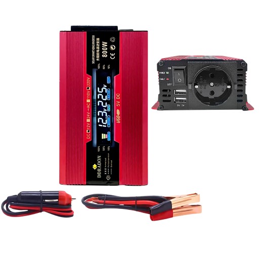 АВТОМОБИЛЬНЫЙ ПРЕОБРАЗОВАТЕЛЬ 12 В в 230 В постоянного тока в переменный, 800 Вт, синусовый ток