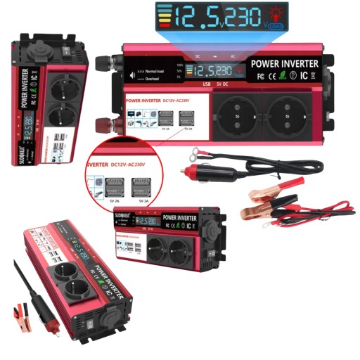 Автомобільний інвертор INVERTER 12V to 230V DC-AC 500W/3000W SINUS Current