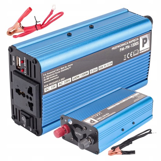 Преобразователь напряжения 12 В в 230 В, макс. 1200 Вт USB 5 В