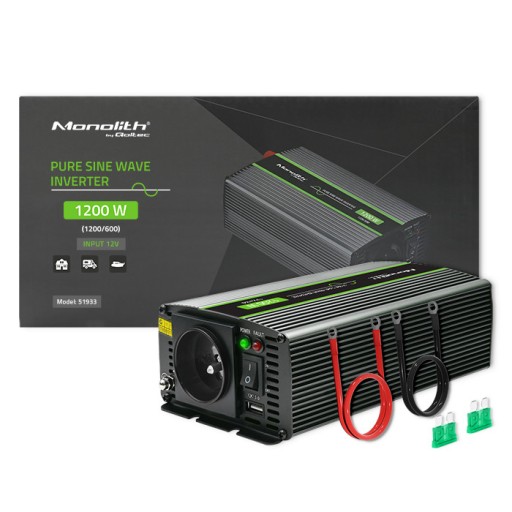 Перетворювач напруги 600W/1200W 12V/230V Sinus