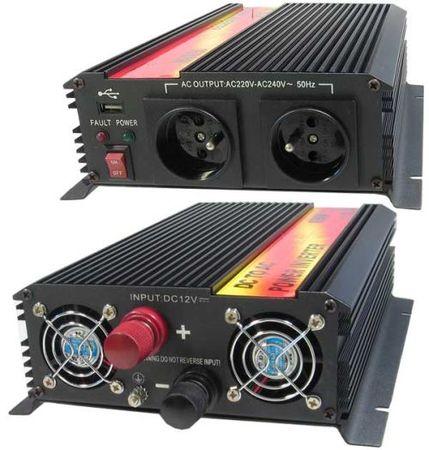 Преобразователь напряжения Carspa CAR1.6KU-12, 12В/230В+USB 1600Вт модифицированный