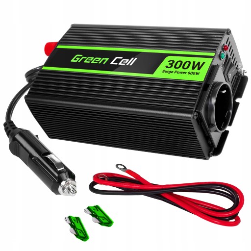 Автомобільний перетворювач напруги GreenCell 12V 230V 300W 600W USB SINUS
