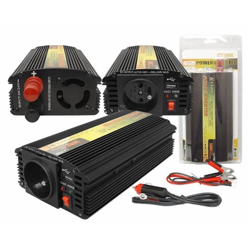 Автомобильный преобразователь LEXTOOL 24В 230В + КАБЕЛИ