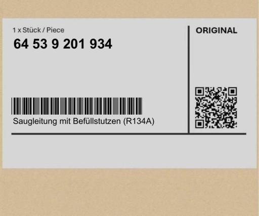 64539201934 9201934 - Впускная труба с заправочным отверстием (R134A) BMW 5 F07 GT F07 GT LCI F10