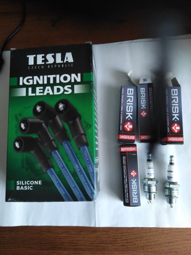 113093590 - Кабелі запалювання TESLA + свічки Brisk N15YC Super Skoda 105