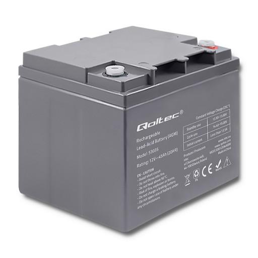 Акумулятор Qoltec AGM 12V 45Ah max 540A