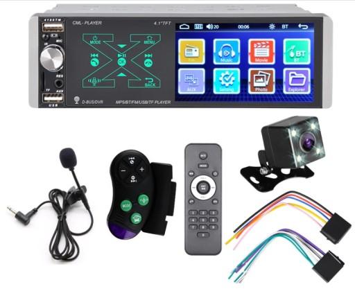 РАДІО 1DIN КАМЕРА ЗАДНЬОГО ВИДУ МІКРОФОН BT MP3 LCD 4,1