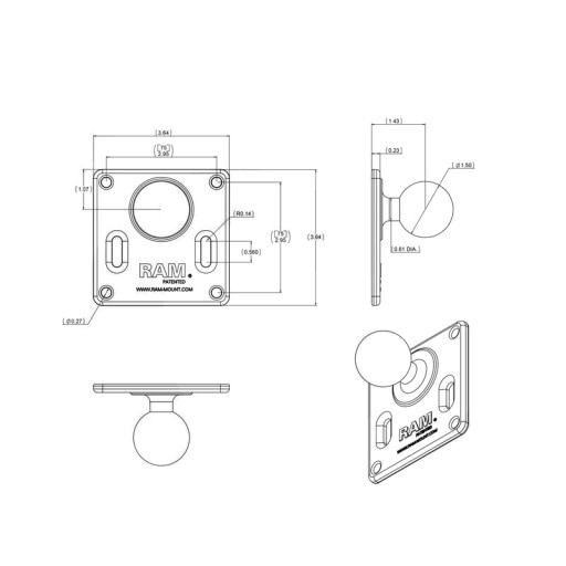 RAM MOUNTS VESA Основна пластина з кулькою C для монтажу пристрою
