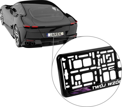 РАМКА НОМЕРНОГО ЗНАКА С ПРИНТОМ, ЧЕРНАЯ, 25 ШТ.