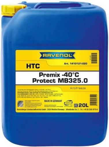 RAVENOL HTC PROTECT MB325.0 ПРЕМИКС -40C ГОТОВАЯ ОХЛАЖДАЮЩАЯ ЖИДКОСТЬ 20л