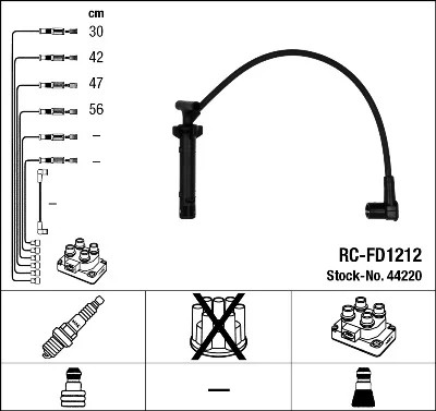 RC-FD1212/NGK КАБЕЛІ ЗАПАЛЮВАННЯ NGK 44220