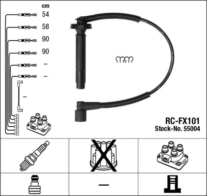 RC-FX101/NGK КАБЕЛІ ЗАПАЛЮВАННЯ NGK 55004