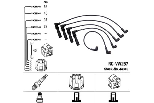 44345 - Rc-vw257 кабелі високої напруги vw polo 1.4 16v 99-