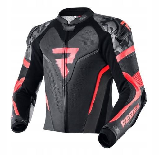 МОТОЦИКЛЕТНА КУРТКА REBELHORN ШКІРЯНА REBEL BLK/RED 48