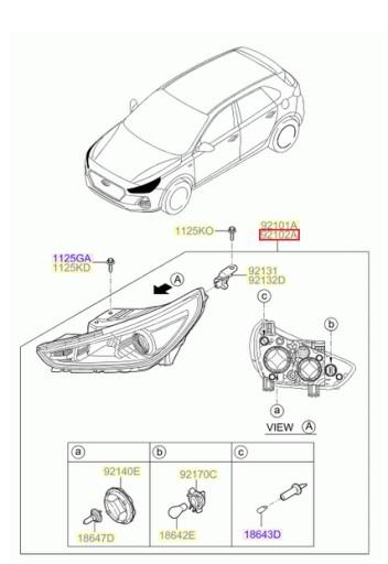 92102-G4100 - ФАРА ПЕРЕДНЯ ПРАВА HYUNDAI I30 92102G4100