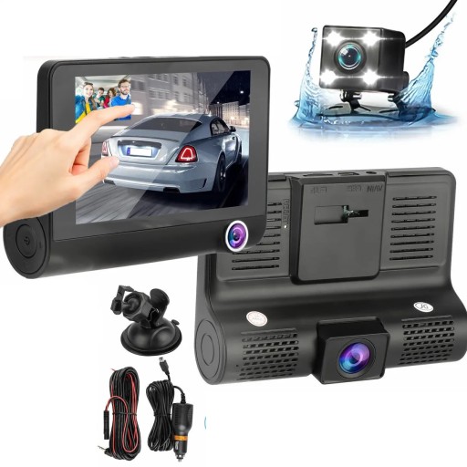 РЕГІСТРАТОР ВОДІННЯ СЕНСОРНИЙ ЕКРАН 3 КАМЕРИ ПЕРЕДНЯ ЗАДНЯ МЕНЮ PL 1296P