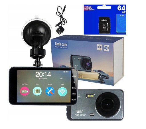 АВТОМОБИЛЬНЫЙ DVR КАМЕРА 1296P FHD WIFI 64 ГБ
