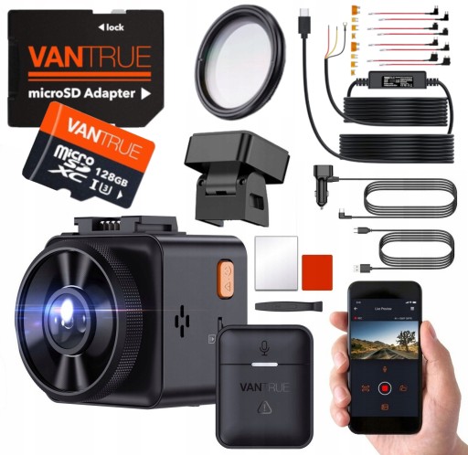 РЕГИСТРАТОР VANTRUE E1 ПУЛЬТ ДИСТАНЦИОННОГО УПРАВЛЕНИЯ GPS + ACC + CPL ФИЛЬТР + КАРТА VANTRUE 128 ГБ