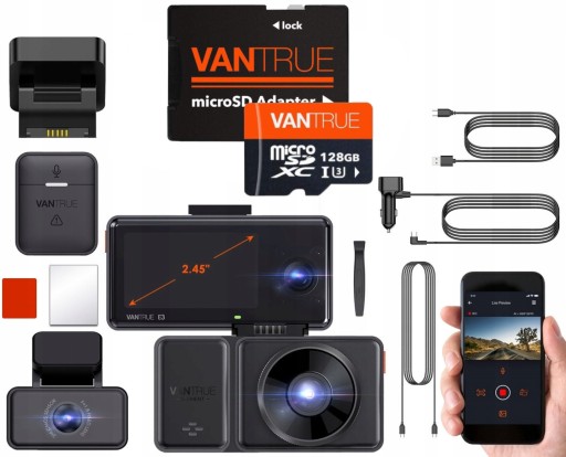 VANTRUE E3 3CH 1944p/FHD TAXI RECORDER + VANTRUE КАРТА ПАМ'ЯТІ 128 ГБ