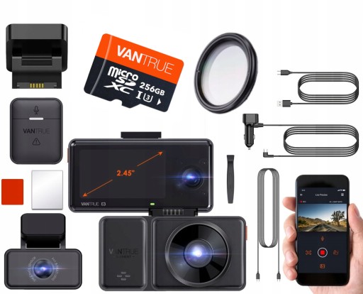 VANTRUE E3 3CH TAXI RECORDER + 256GB CPL FILTER