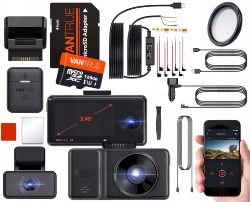 VANTRUE E3 3CH TAXI RECORDER + CPL FILTER + ACC + VANTRUE CARD 128GB