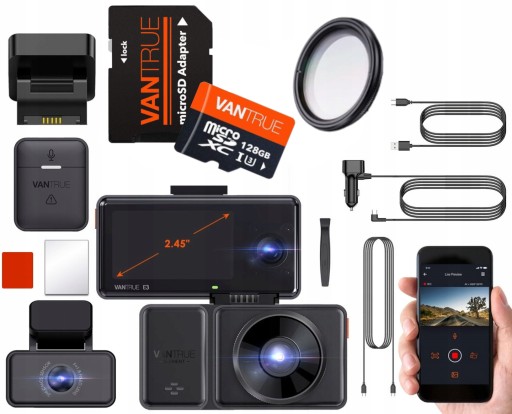 VANTRUE E3 3CH TAXI RECORDER + CPL FILTER + VANTRUE КАРТА ПАМ'ЯТІ 128GB