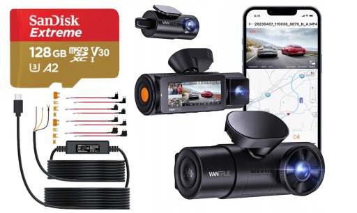 VANTRUE N4 PRO 3CH DVR + ACC + 128GB