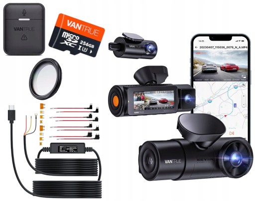 VANTRUE N4 PRO 3CH RECORDER + 256GB КАРТА + ПУЛЬТ ДИСТАНЦІЙНОГО КЕРУВАННЯ + ACC + CPL ФІЛЬТР