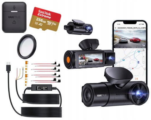 VANTRUE N4 PRO 3-КАНАЛЬНЫЙ РЕГИСТРАТОР + КАРТА 256 ГБ + ПУЛЬТ ДИСТАНЦИОННОГО УПРАВЛЕНИЯ + ACC + ФИЛЬТР CPL