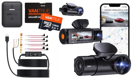 VANTRUE N4 PRO 3CH RECORDER + REMOTE + ACC + VANTRUE CARD 128GB