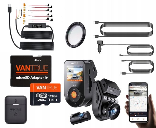 VANTRUE S1 PRO 2-КАНАЛЬНЫЙ РЕГИСТРАТОР SONNET 1 + 128 ГБ + ACC + ФИЛЬТР CPL + ПУЛЬТ ДУ