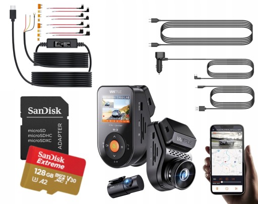 VANTRUE S1 PRO 2-КАНАЛЬНЫЙ РЕГИСТРАТОР SONNET 1 + 128 ГБ + АДАПТЕР ДЛЯ РЕЖИМА ПАРКОВКИ