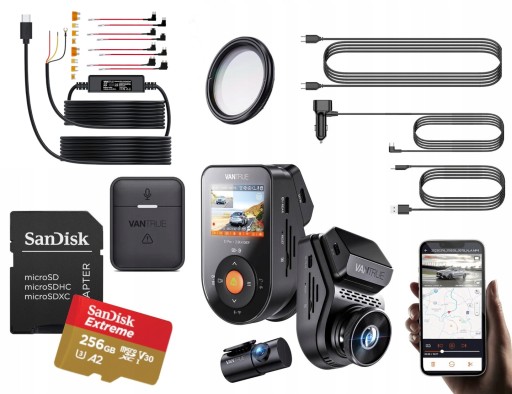 VANTRUE S1 PRO 2-КАНАЛЬНЫЙ РЕГИСТРАТОР SONNET 1 + 256 ГБ + ACC + ФИЛЬТР CPL + ПУЛЬТ ДУ