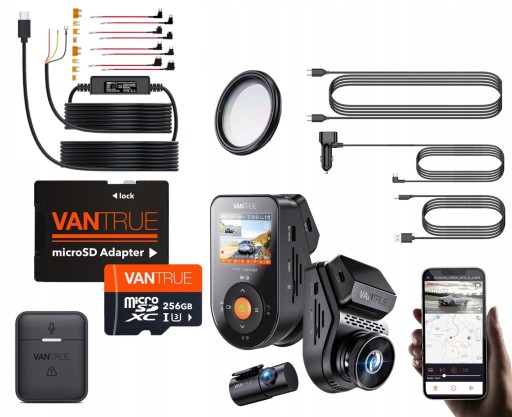 VANTRUE S1 PRO 2-КАНАЛЬНЫЙ РЕГИСТРАТОР SONNET 1 + 256 ГБ + ACC + ФИЛЬТР CPL + ПУЛЬТ ДУ