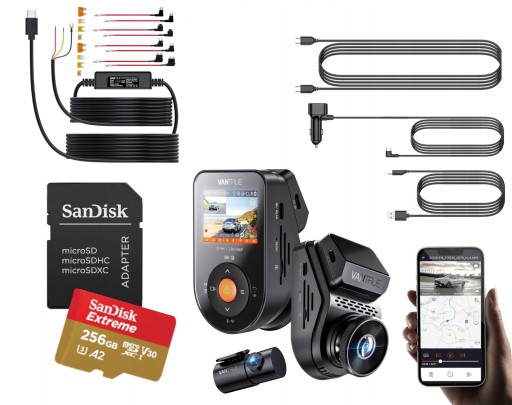 VANTRUE S1 PRO 2-КАНАЛЬНЫЙ РЕГИСТРАТОР SONNET 1 + 256 ГБ + АДАПТЕР ДЛЯ РЕЖИМА ПАРКОВКИ