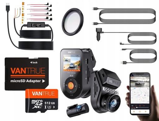 VANTRUE S1 PRO 2-канальный рекордер SONNET 1 + 512 ГБ + АДАПТЕР ACC + ФИЛЬТР CPL