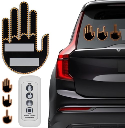 СВІТЛОДІОДНИЙ ІНДИКАТОР ЖЕСТІВ НА ЗАДНЬОМУ СКЛІ АВТОМОБІЛЯ, СЕРЕДНІЙ ПАЛЕЦЬ ТА ІНШІ