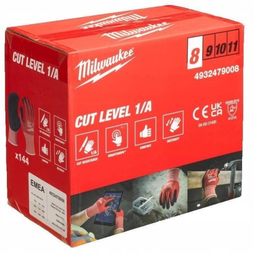 РОБОЧІ РУКАВИЧКИ MILWAUKEE Розмір M/8 НАБІР 144 ШТ.