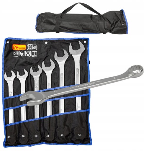 НАБОР КОМБИНИРОВАННЫХ КЛЮЧЕЙ RICHMANN 34-50MM, 6 ЭЛЕМЕНТОВ, ЛИСТ C6346