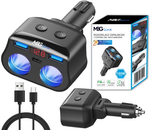 Разветвитель прикуривателя 12-24V 3XUSB QC PD