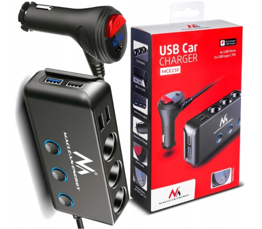 Розгалужувач прикурювача 12 - 24V 4xUSB PD QC