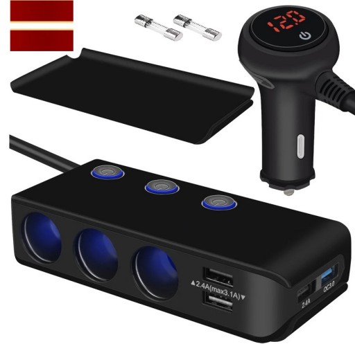 РАЗВЕТВИТЕЛЬ ПРИКУРИВАТЕЛЯ 12-24 В USB QC3.0