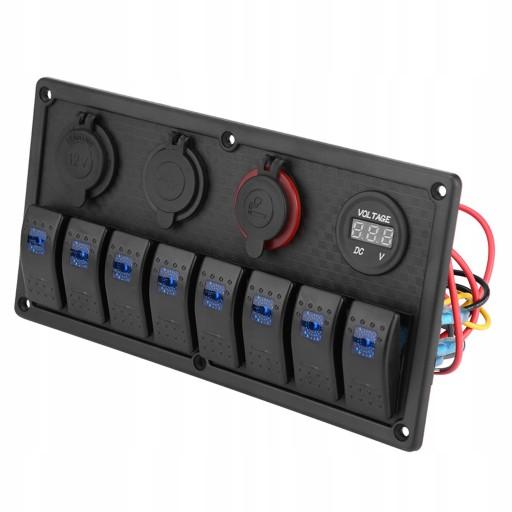 QC0622099 - ПАНЕЛЬ КОМУТАТОРА 12V 24V 8 ПЕРЕМИКАЧІВ ПОДВІЙНИЙ USB ВОЛЬТМЕТР