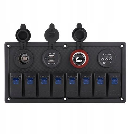 QC0622099 - ПАНЕЛЬ КОМУТАТОРА 12V 24V 8 ПЕРЕМИКАЧІВ ПЕРЕМИКАЧІ СВІТЛА ВОЛЬТМЕТР