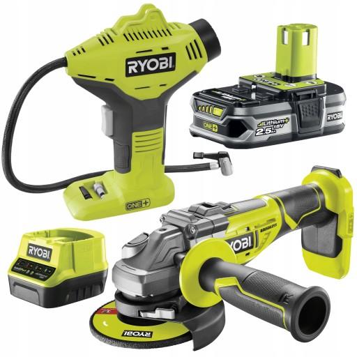 КОМПРЕССОРНЫЙ НАСОС RYOBI 50см R18PI + УГЛОВАЯ ШЛИФОВАЛЬНАЯ МАШИНА 125мм R18AG7 +2.5AH