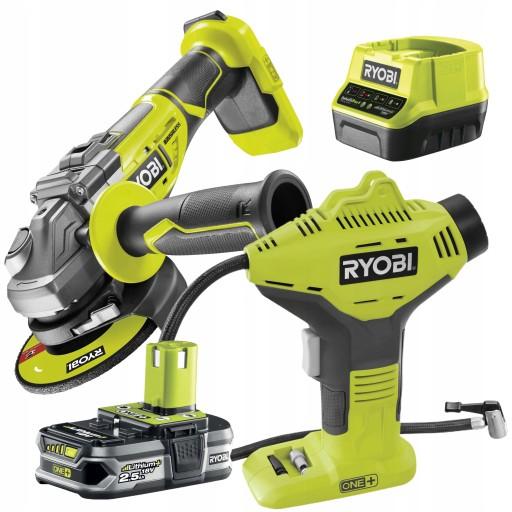 КОМПРЕССОРНЫЙ НАСОС RYOBI 50см R18PI + УГЛОВАЯ ШЛИФОВАЛЬНАЯ МАШИНА 125мм R18AG7 +2.5AH
