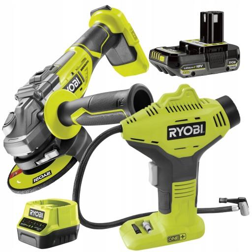RYOBI КОМПРЕСОРНИЙ НАСОС 50 см R18PI + КУТОВА ШЛІФУВАЛЬНА МАШИНА 125 мм R18AG7 ONE+ 2AH