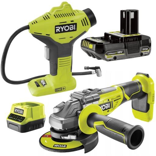 КОМПРЕССОРНЫЙ НАСОС RYOBI 50см R18PI + УГЛОВАЯ ШЛИФОВАЛЬНАЯ ШЛИФТОВКА 125мм R18AG7 ONE+ 2AH